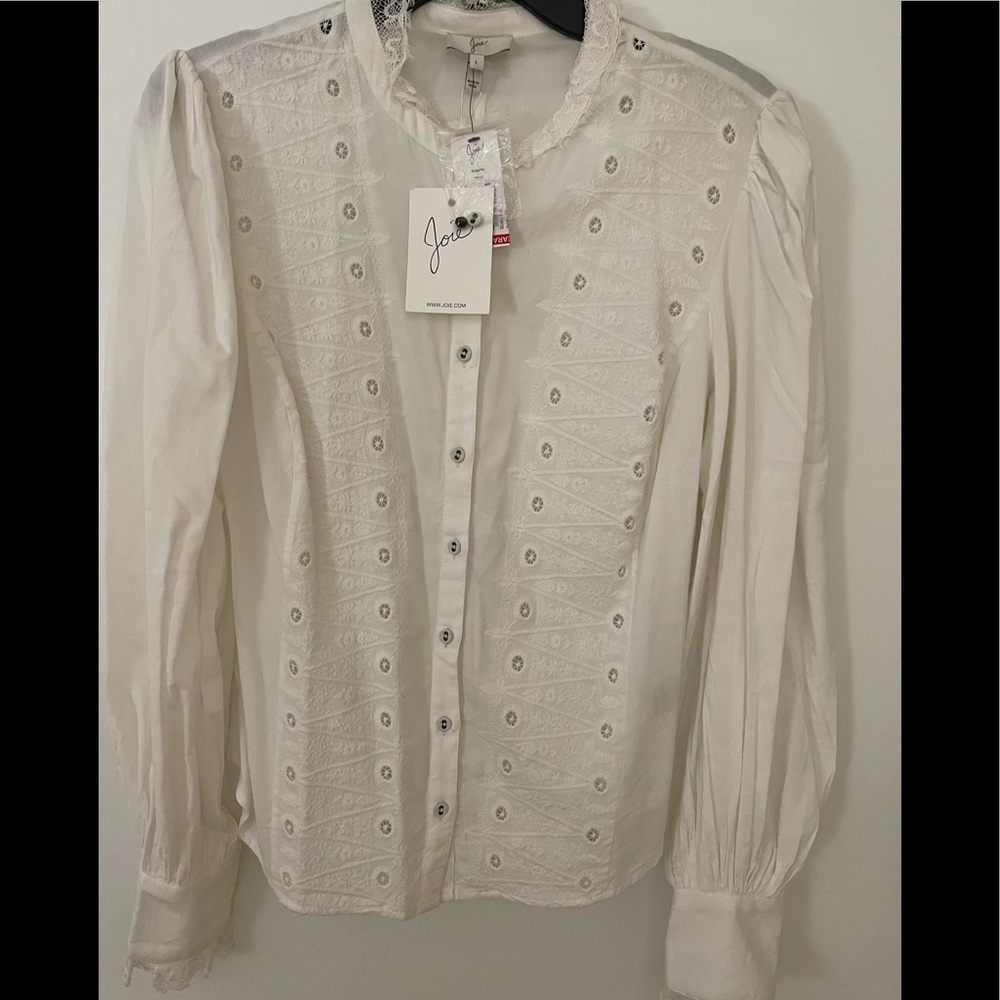 JOIE WHITE IVORY PUFF SLEEVE BLOUSE TOP